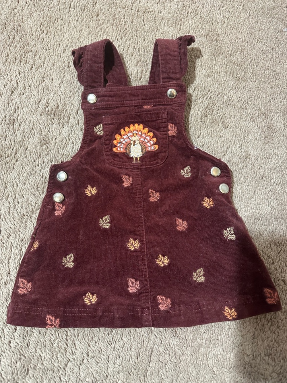 Cynthia Rowley Girl 18M Turkey Thanksgiving Burgundy Corduroy Jumper Dress Fall